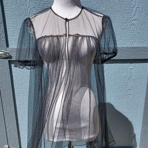 Sheer black Angela dressing gown babydoll peignoir Secrets in Lace